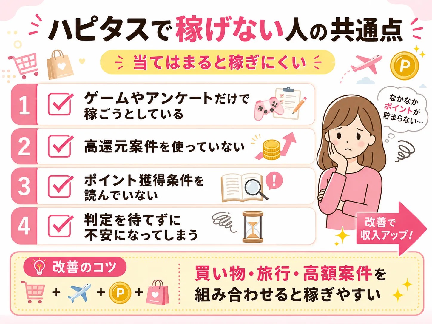 ハピタスで稼げない人の共通点