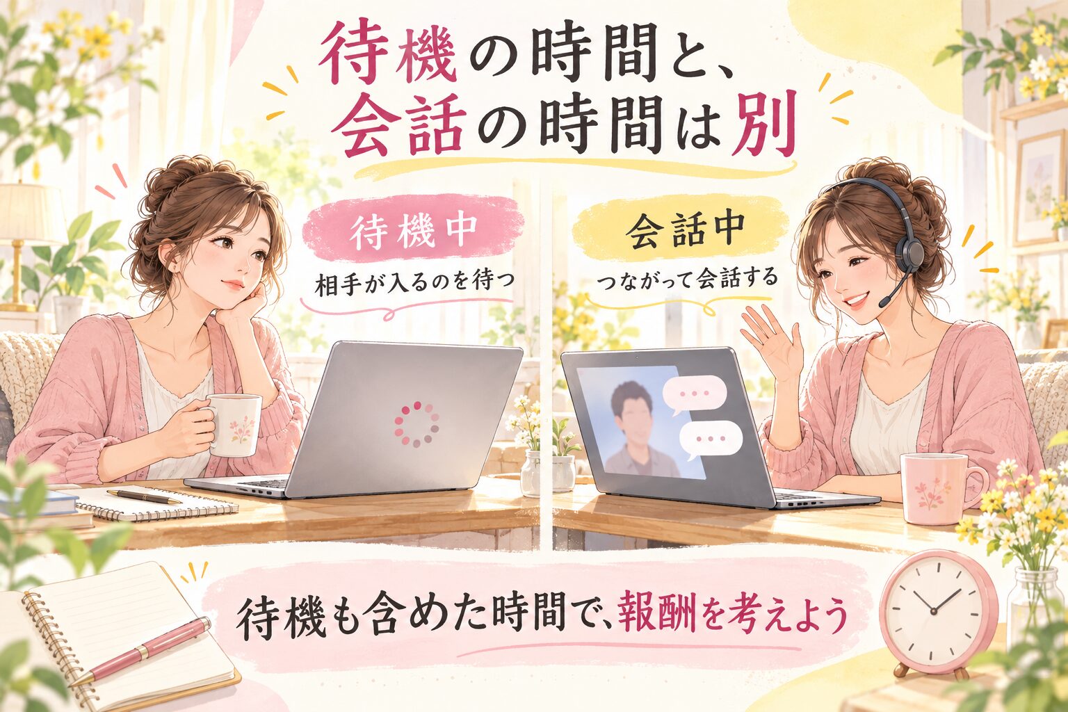待機の時間と、会話の時間は別