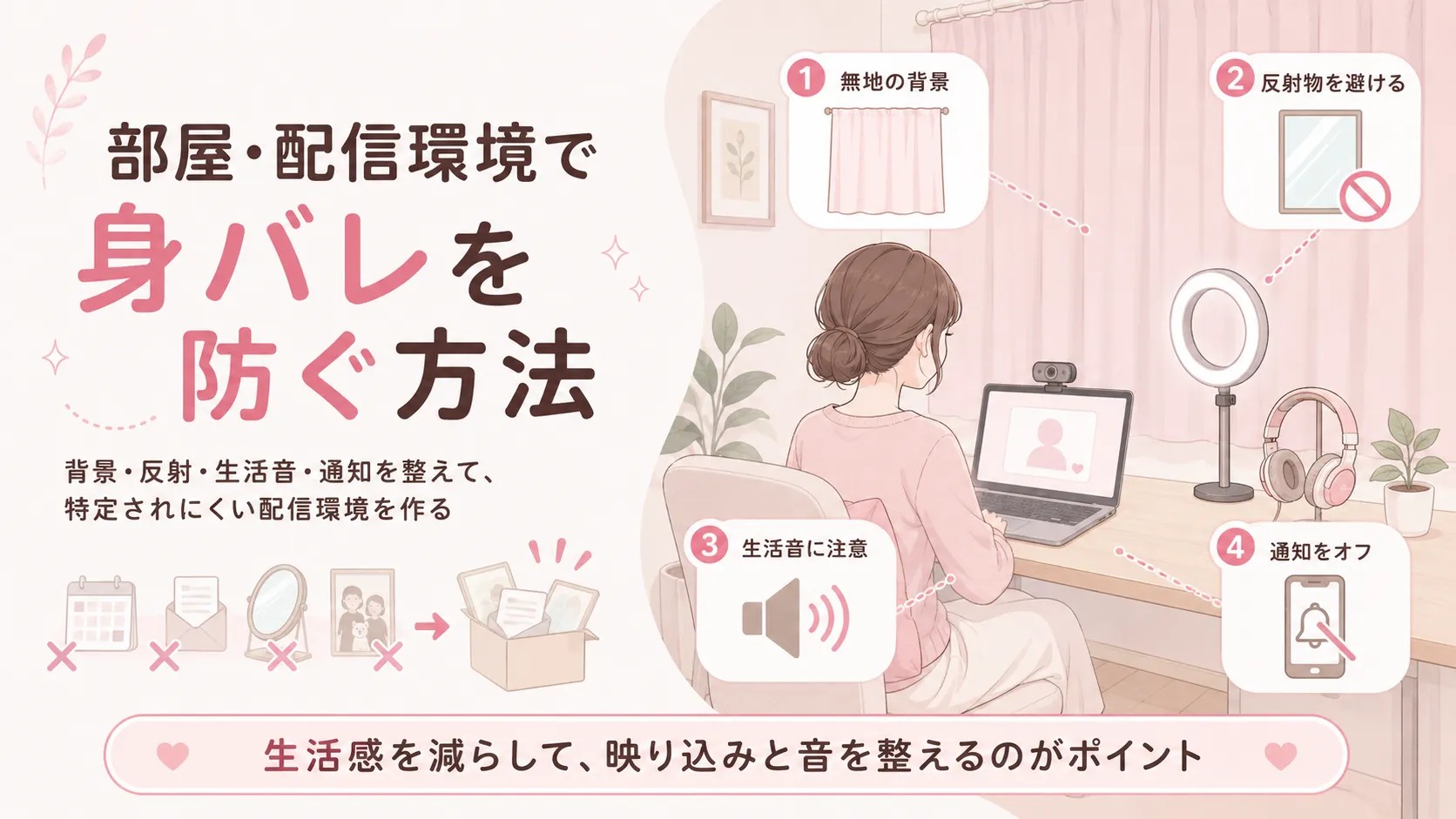 部屋・配信環境で身バレを防ぐ方法