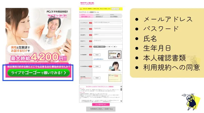 ライブでゴーゴー登録方法