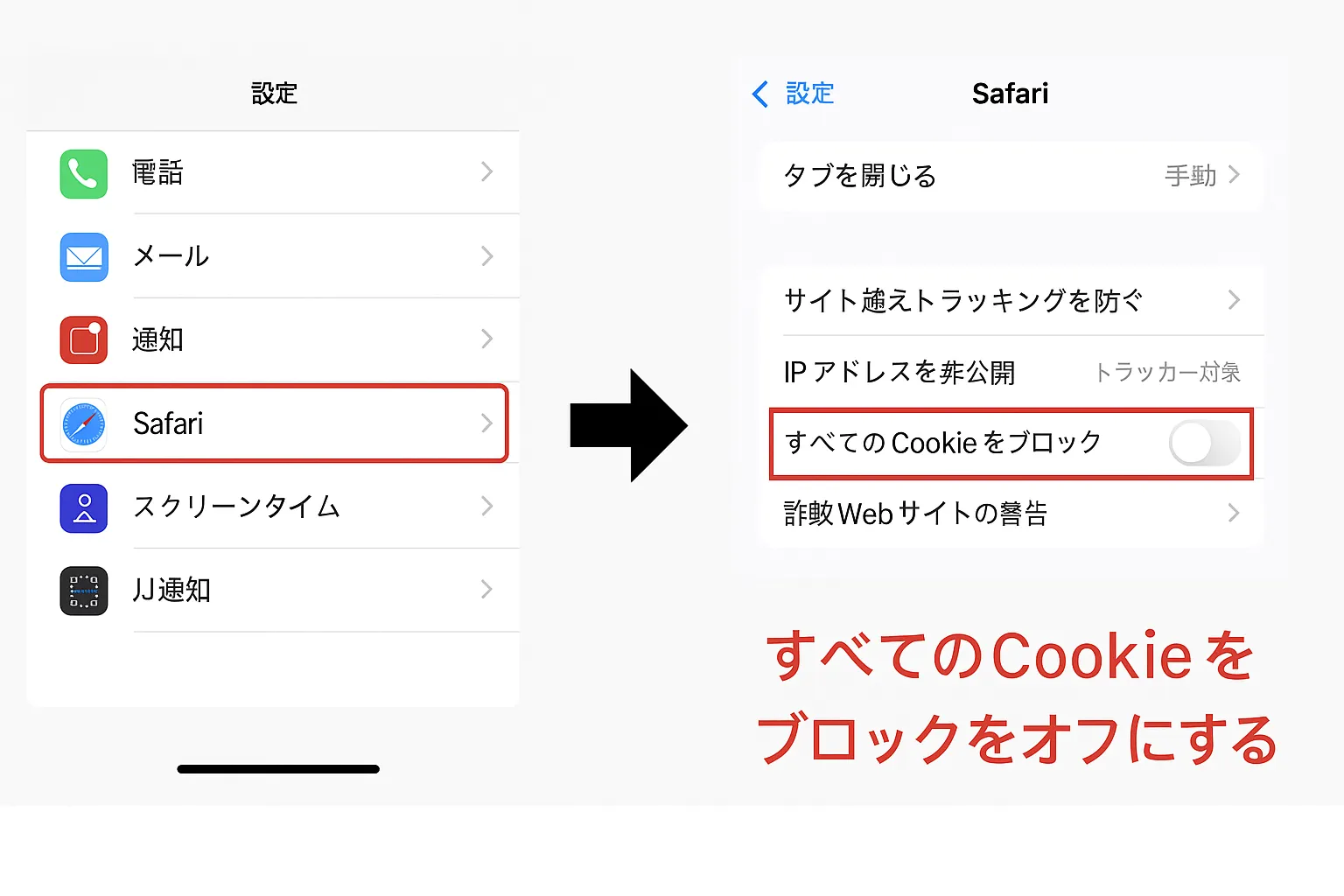 cookieを無効にする