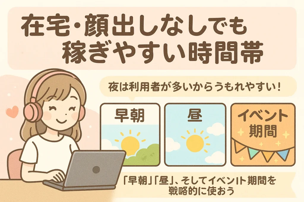 チャットレディの在宅・顔出し無しでも稼ぎやすい時間帯