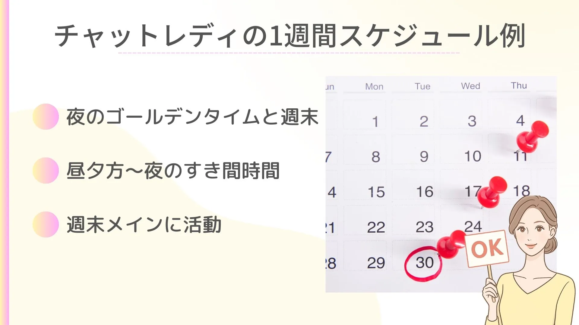 チャットレディの1週間のスケジュール例