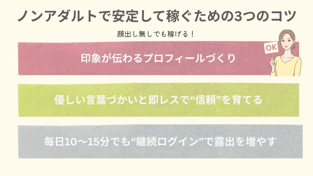 ノンアダルトでも安定して稼ぐための3つのコツ