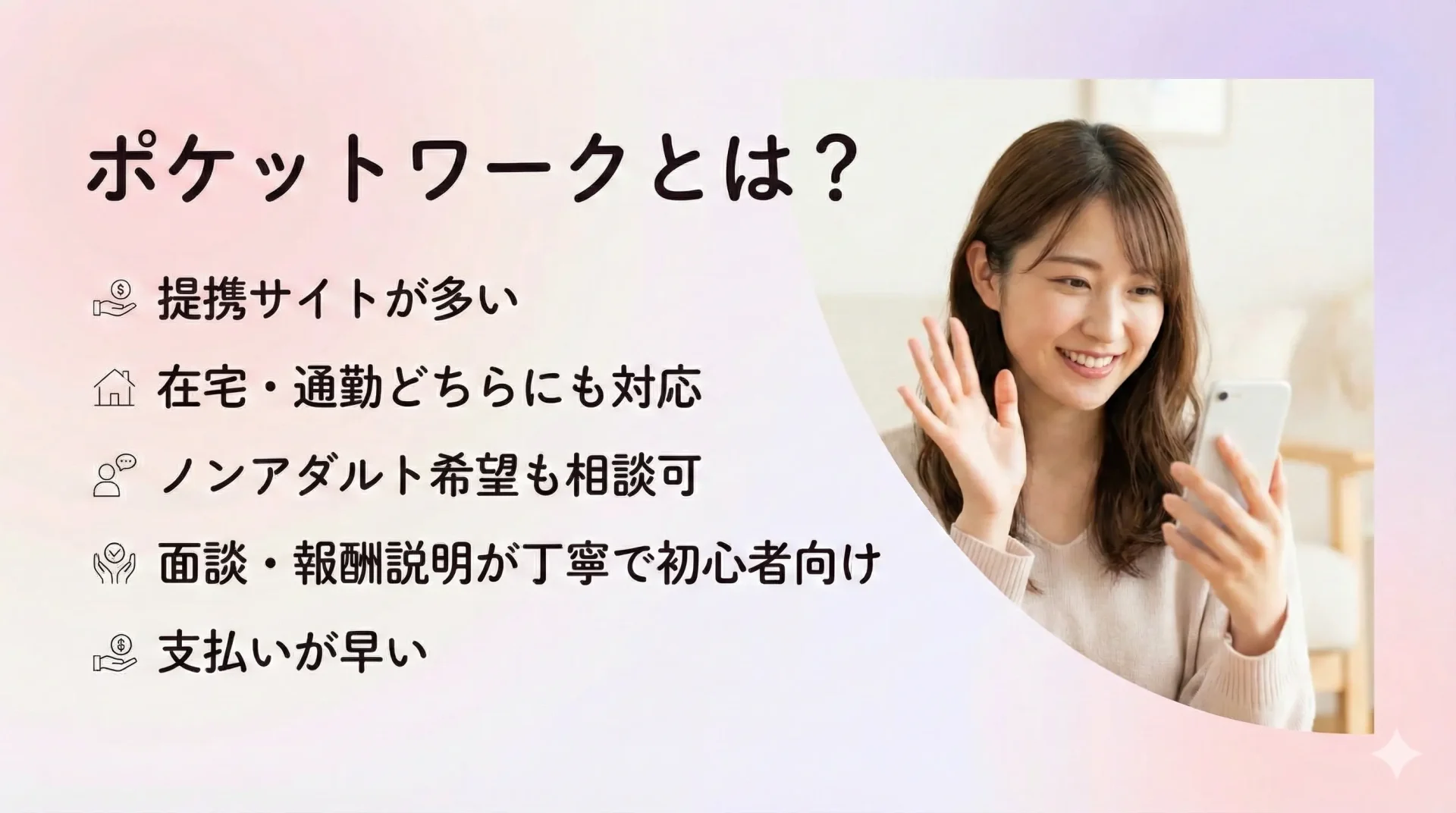 ポケットワークとは?|大手サイトと提携する安心のチャットレディ代理店