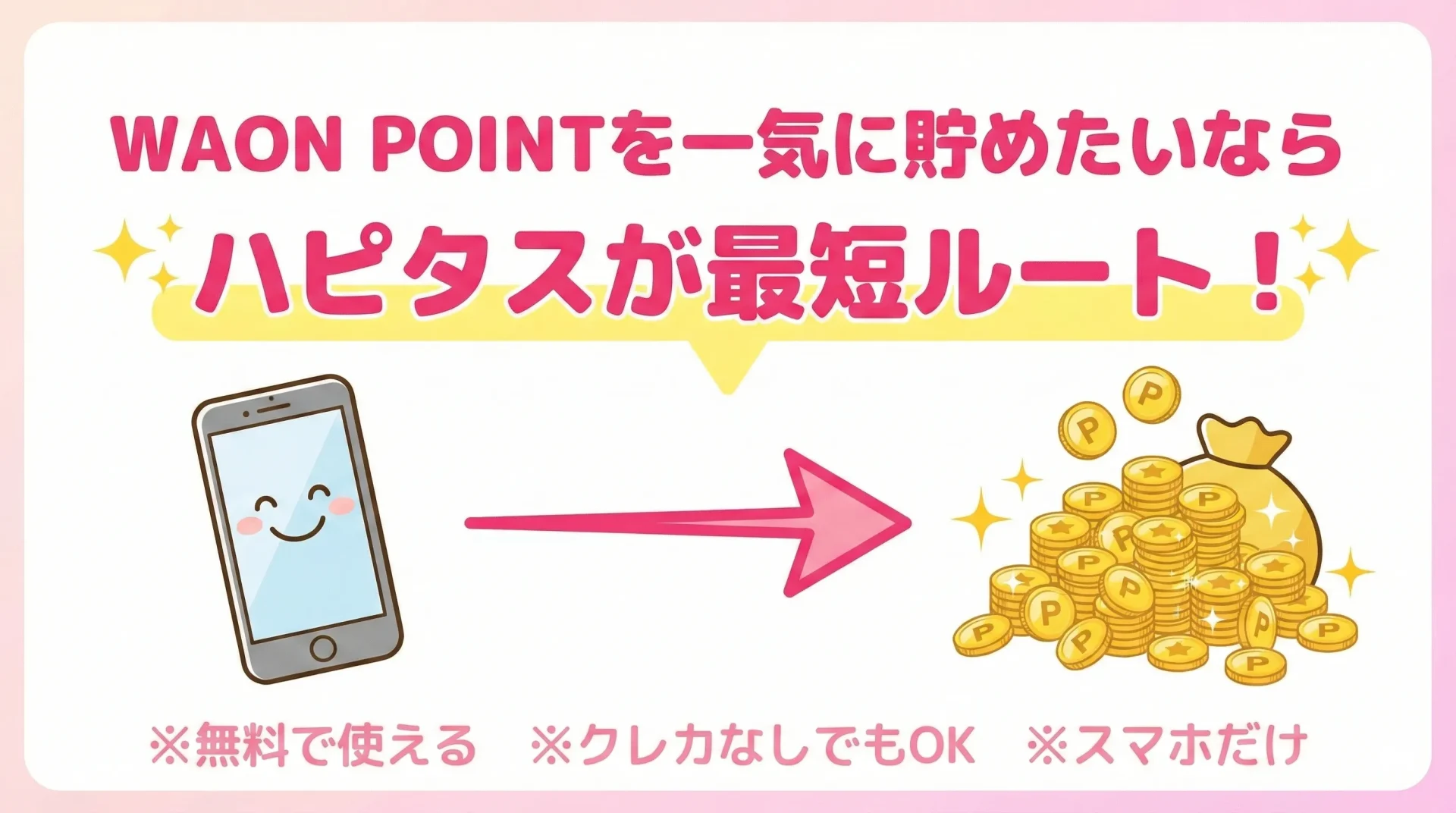 WAON POINTを効率よく貯めるためにハピタスを使うイメージ画像