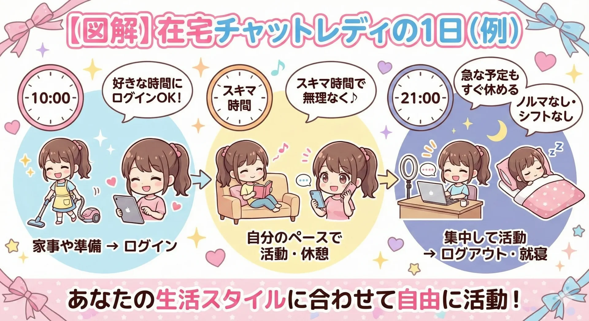 【図解】在宅チャットレディの1日のリアルな過ごし方