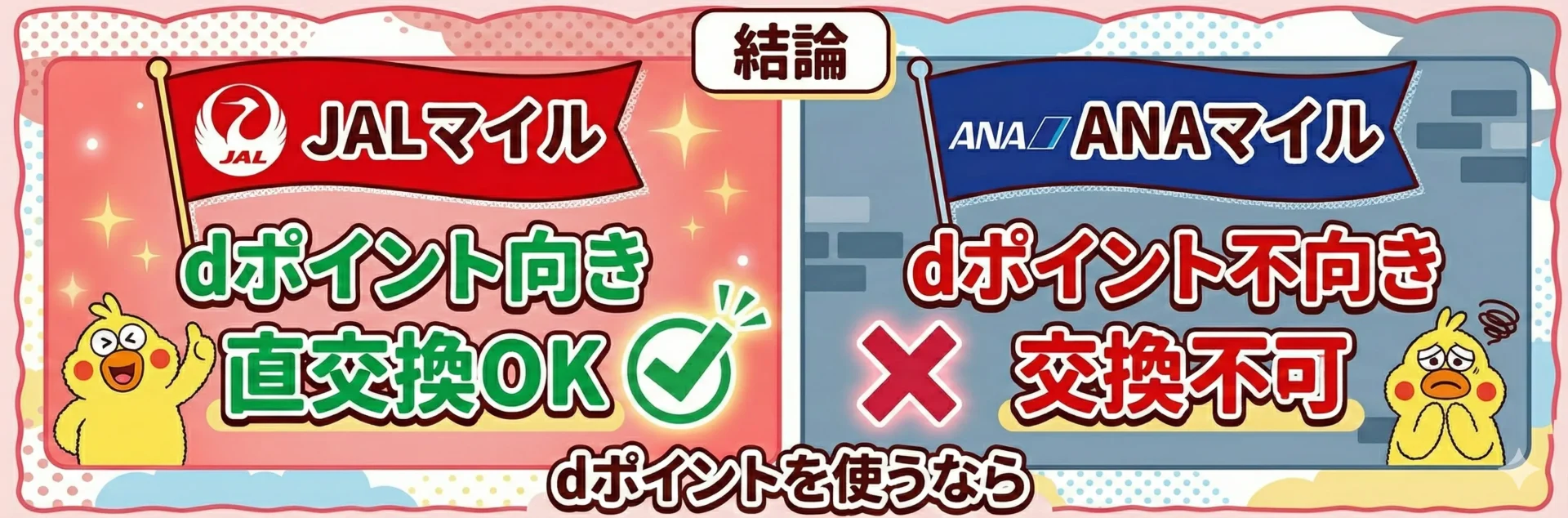 dポイントはJALマイル向きでANAマイルには不向きという結