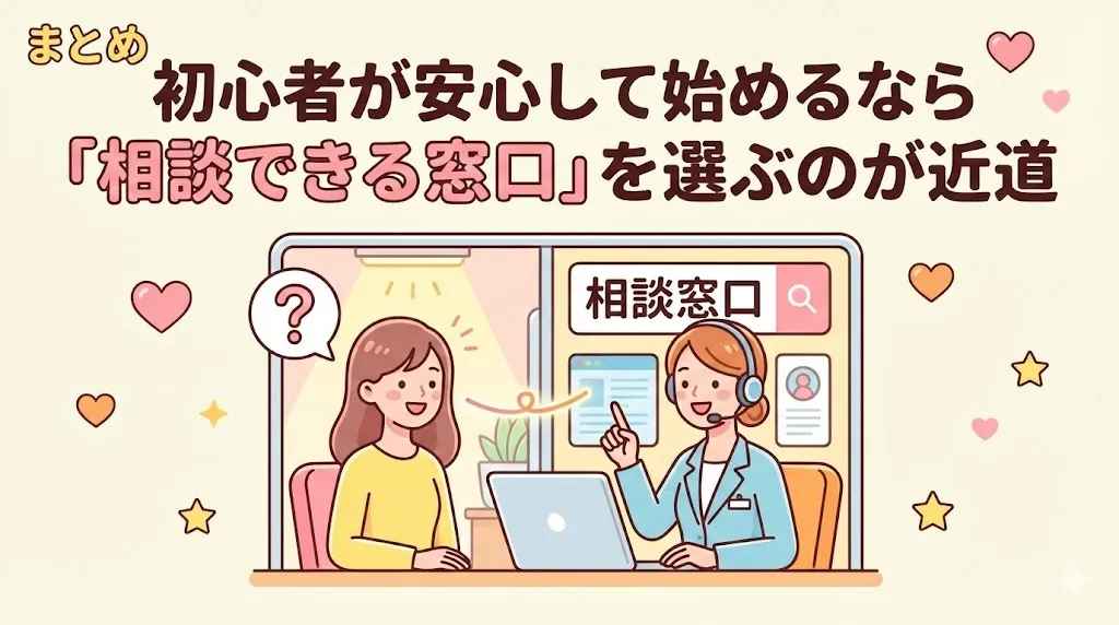 まとめ|初心者が安心して始めるなら「相談できる窓口」を選ぶのが近道