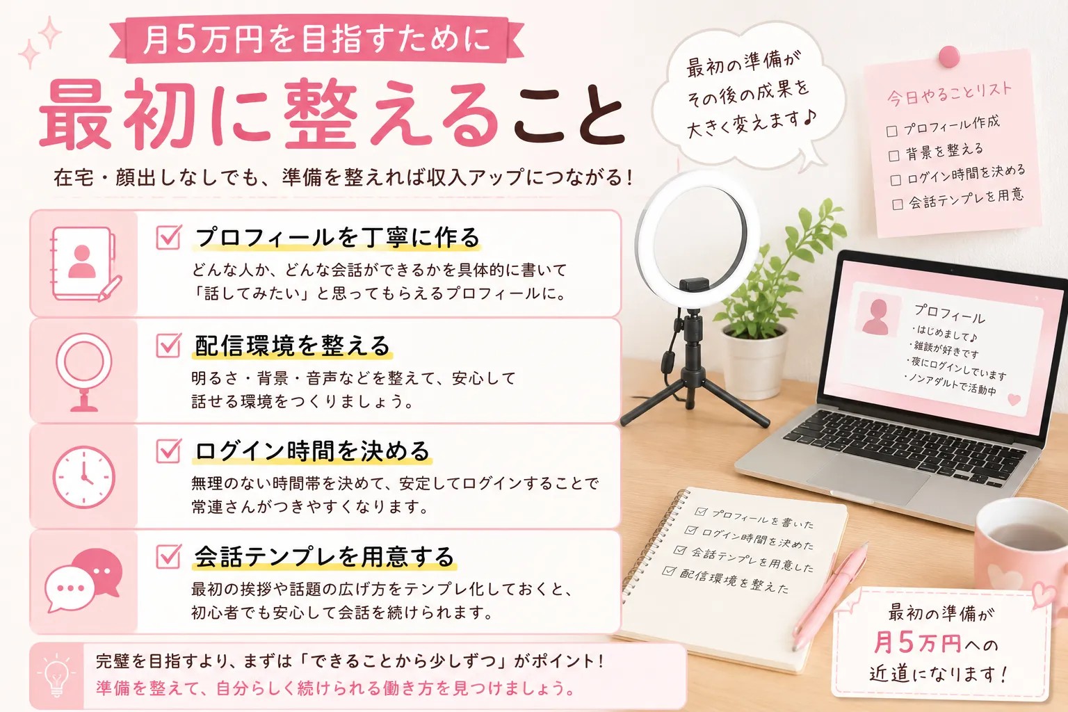 月5万円を目指すために最初に整えること