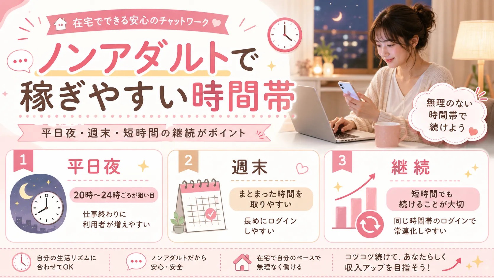 ノンアダルトで稼ぎやすい時間帯